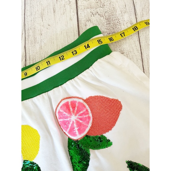 Queen of Sparkles fruit theme sequins mini skirt sz L - Picture 11 of 12